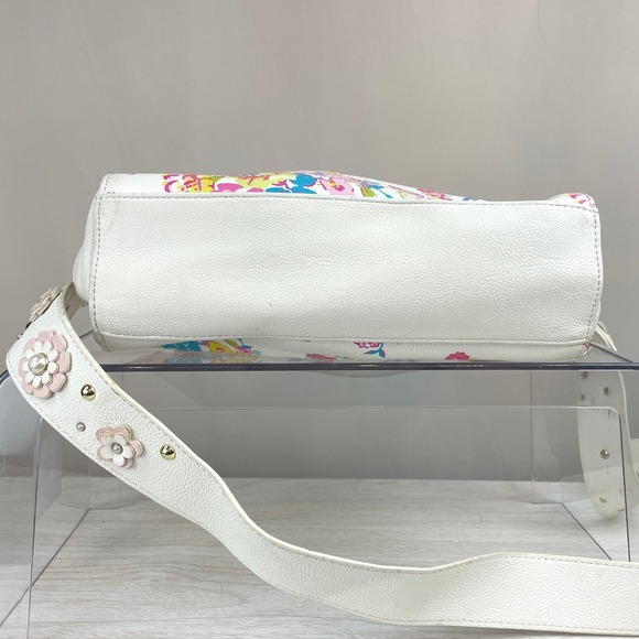 BETSEY JOHNSON White Floral Crossbody Top Handle Vegan Bow Cute Coquette_Flaw - Picture 9 of 9